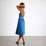 Women's Summer V-Neck Denim Strap Dress