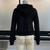 Women's Autumn Winter Hooded Casual Zip Cropped Hoodie