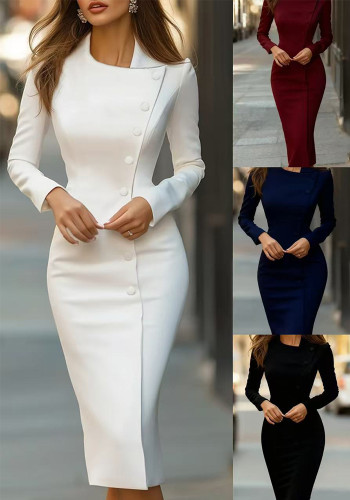 Women's Career Asymmetric Single-Breasted Dress