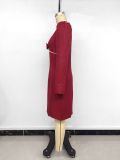 Women's Autumn Valentine Bow Pearl Embellished V-Neck Dress