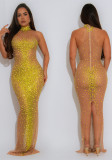 Women's Fashion Sexy See-Through Mesh Beaded Dress
