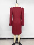 Women's Autumn Valentine Bow Pearl Embellished V-Neck Dress
