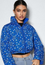 Women's Autumn Winter Casual Print Turndown Collar Zip Cotton-padded Coat Women's Autumn Winter Casual Print Turndown Collar Zip Cotton-padded Coat