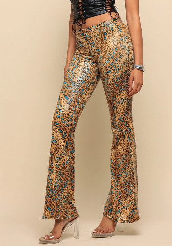Women's Printed Trendy Stretch Bell Bottom Tapered Pants