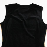 Women's Beaded Mesh Patchwork Velvet Bodycon Short Dress