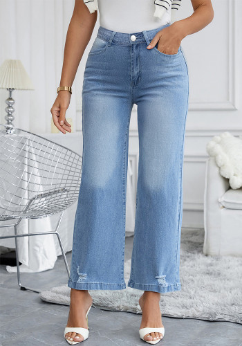 Women's High Stretch Loose Wide Leg Casual Denim Pants
