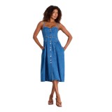 Women's Summer V-Neck Denim Strap Dress