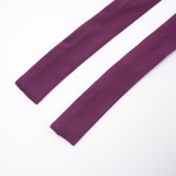 Women's Autumn Winter V-Neck Cross Lace-Up Open Waist Fingerless Top High Waist Pants Set