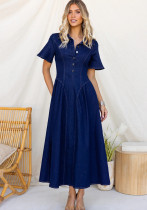 Women's Spring Chic Slim Waist Denim A-Line Dress