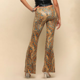 Women's Printed Trendy Stretch Bell Bottom Tapered Pants