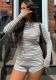 Women's Spring Autumn Striped Stretch Round Neck Loungewear Set