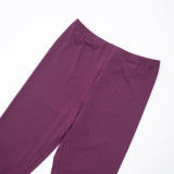 Women's Autumn Winter V-Neck Cross Lace-Up Open Waist Fingerless Top High Waist Pants Set