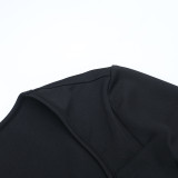 Women's Autumn Sexy Ruffled V-Neck Long Sleeve Solid Evening Dress