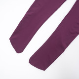 Women's Autumn Winter V-Neck Cross Lace-Up Open Waist Fingerless Top High Waist Pants Set