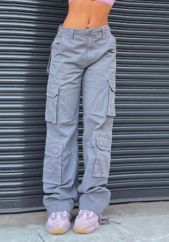 Women's Autumn High Street Wide Leg Cargo Denim Pants