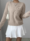 Women's Autumn Winter Casual Floral Round Neck Knit Sweater