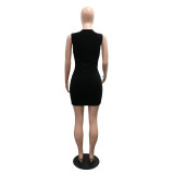 Women's Beaded Mesh Patchwork Velvet Bodycon Short Dress