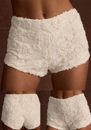 Women's Lace Flower Elastic Waist Slim Fit Sexy Shorts