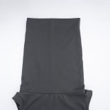 Women's Autumn Winter Solid Casual Sleeveless Color Block Drawstring Hooded Top