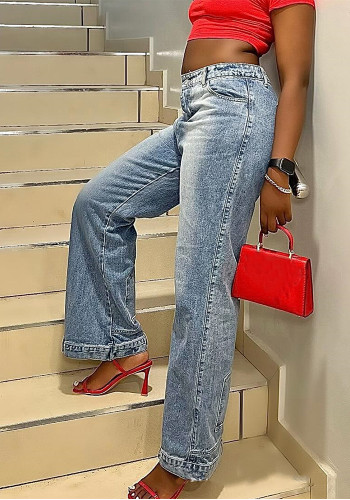 Women's High Waist Loose Wide Leg Denim Pants
