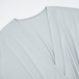 Women's Autumn Winter Solid Fashion Deep V Long Sleeve Slim Waist Bodycon Dress