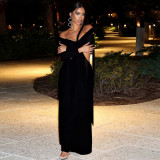 Women's Autumn Winter Fashion Solid Sexy Cut-Out Off-Shoulder Long Dress