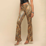 Women's Printed Trendy Stretch Bell Bottom Tapered Pants