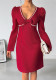 Women's Autumn Valentine Bow Pearl Embellished V-Neck Dress