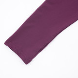 Women's Autumn Winter V-Neck Cross Lace-Up Open Waist Fingerless Top High Waist Pants Set