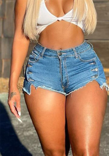 Women's Sexy High Waist Washed Hollow Fringe Denim Pants