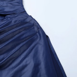 Women's Autumn Strappy Cross V-Neck Sexy Slit Bodycon Dress