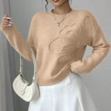 Women's Autumn Winter Casual Floral Round Neck Knit Sweater