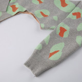 Women's Turndown Collar Long Sleeve Leopard Print Knitting Casual Cape Top