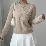 Women's Autumn Winter Casual Floral Round Neck Knit Sweater