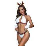 Women Bikini Christmas Lingerie Uniform White Plush Christmas Costume Sexy Lingerie