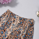 Women's Summer Print Color Block Elastic Waist Slim Fit Casual Shorts