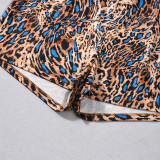 Women's Summer Print Color Block Elastic Waist Slim Fit Casual Shorts