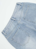 Women's Street Fashion Ripped Straight Leg Washed Denim Pants