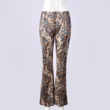 Women's Printed Trendy Stretch Bell Bottom Tapered Pants