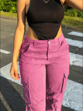 Women's Autumn High Street Wide Leg Cargo Denim Pants