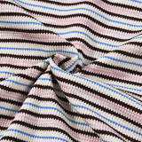 Women's Spring Autumn Striped Stretch Round Neck Loungewear Set