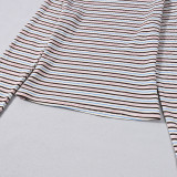 Women's Spring Autumn Striped Stretch Round Neck Loungewear Set
