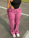 Women's Autumn High Street Wide Leg Cargo Denim Pants