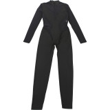 Women's Autumn Winter Sexy Mesh Patchwork See-Through High Neck Jumpsuit