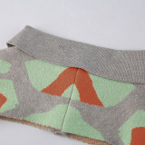 Women's Turndown Collar Long Sleeve Leopard Print Knitting Casual Cape Top