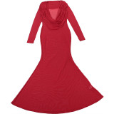 Women's Autumn Winter Sexy Mesh See-Through Deep V-Neck Solid Long Sleeve Dress