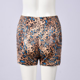 Women's Summer Print Color Block Elastic Waist Slim Fit Casual Shorts