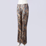Women's Printed Trendy Stretch Bell Bottom Tapered Pants
