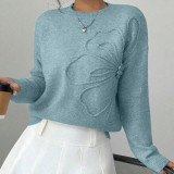 Women's Autumn Winter Casual Floral Round Neck Knit Sweater