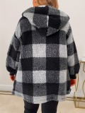 Women's Fashion Plaid Loose Hooded Coat